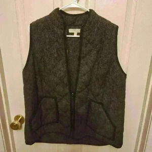 41 Hawthorn Wmn's 1X Full Zip Shara Herringbone Gray/Black Quilted Vest